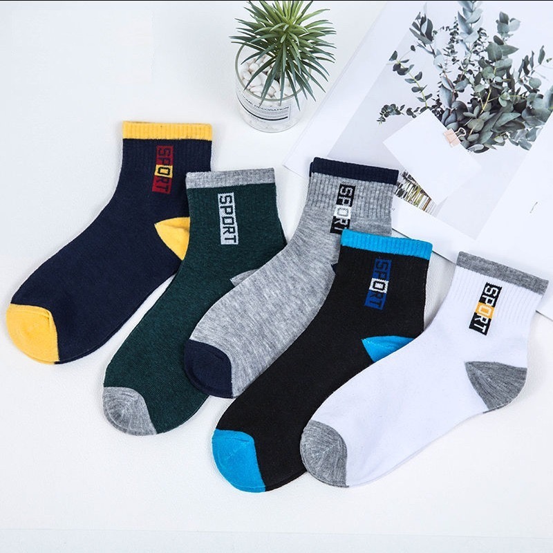 Korean men's socks fashion breathable sports cotton socks | Shopee ...
