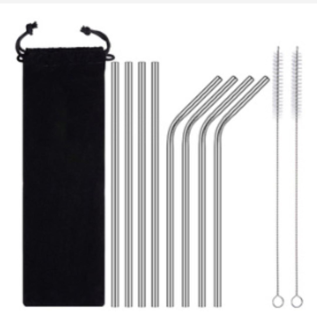 8pcs Stainless Steel Straws, Reusable Metal Drinking Straws With 2