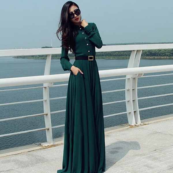 green maxi dress
