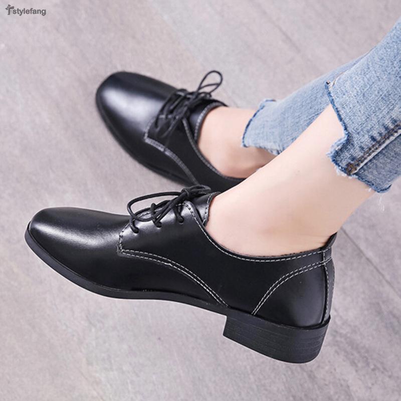 faux leather oxfords womens