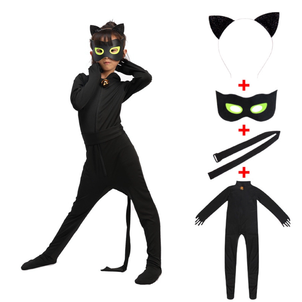 Black Cat Noir Adrien Agreste Suit Jumpsuit Cosplay Costume Clothing Shoes Accessories Unisex