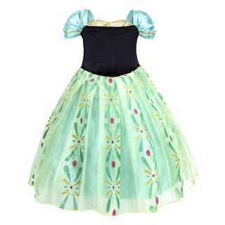 Girls Frozen Princess Anna Green Dress Kids Party Cosplay Costumes ...