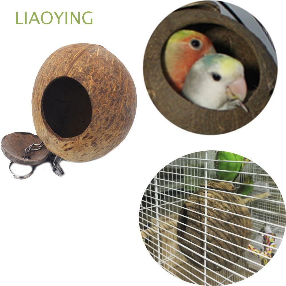 On Sale Hanging Coconut Shell Shape Parakeet Toy Pet Parrot Feeder