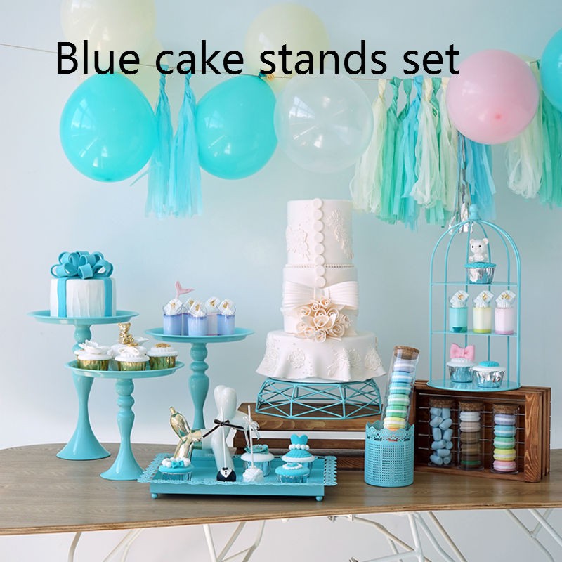 7pcs Tiffany Blue Cake Stands Set Dreanming Wedding Baby Birthday