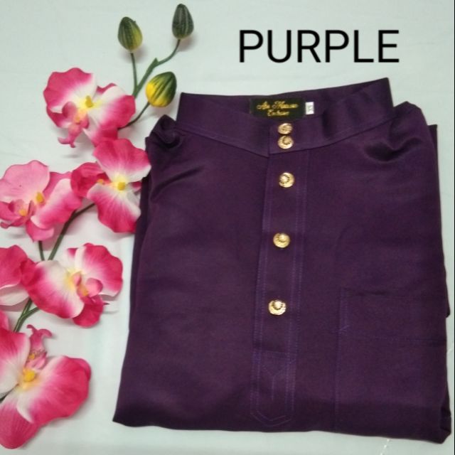 Adult Slim Fit Malay Shirt Purple Free Butang Malay Shirt Adhesive Fabric Shopee Singapore