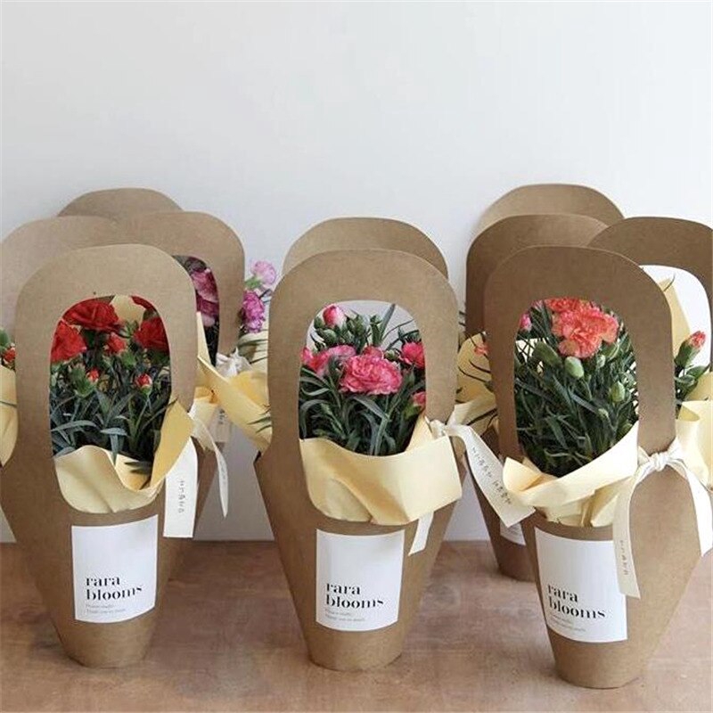 Valentine's Day Creative Handle Kraft Paper Flower Bags Flowers