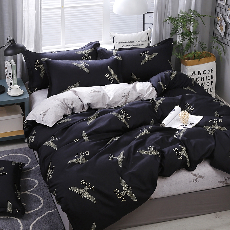 High Quality Bedding Sets 4pcs Set Cotton Dazzling Black Bedding