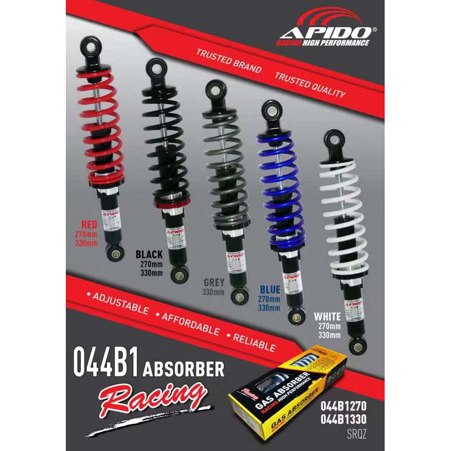 Absorber Set Apido Racing 330mm 340mm 270mm Adjustable High Quality Ex5 Kriss Dash Future W125 W110 Srl Y110 Rxz Y100 Shopee Singapore