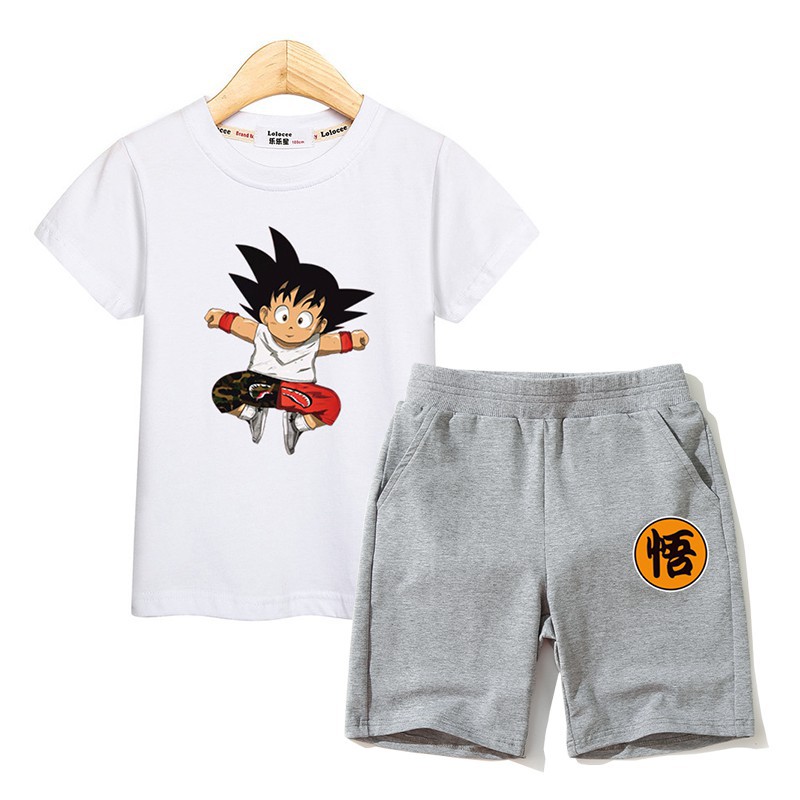 Kid Set Dragon Ball Costume Boys Suit T Shirt Pant Little Goku Clothes Shopee Singapore - my goku pants roblox