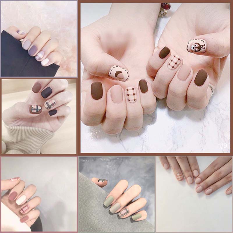 Yw315 Japan Nail Stickers 14 Pecs 3d Finger Nail Sticker Diy Manicure Waterproof Sheet Fake Nails Sticker Shopee Singapore