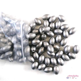 50 Pieces Egg Fishing Sinkers Weights Assortment Lead Oval Shape Bottom [8/15]