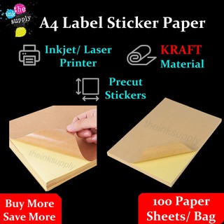 100 Sheets Bellyworth A4 Sticker Label Self Adhesive Paper Normal Waterproof Shopee Singapore