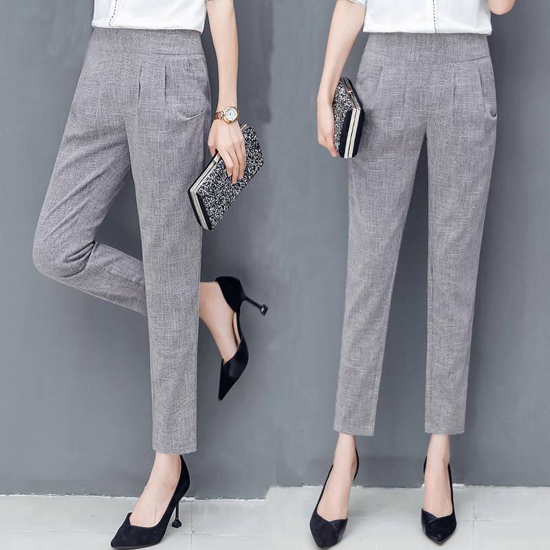  Korean  Women Long  Pants  Elastic Waist Casual Harem Pants  