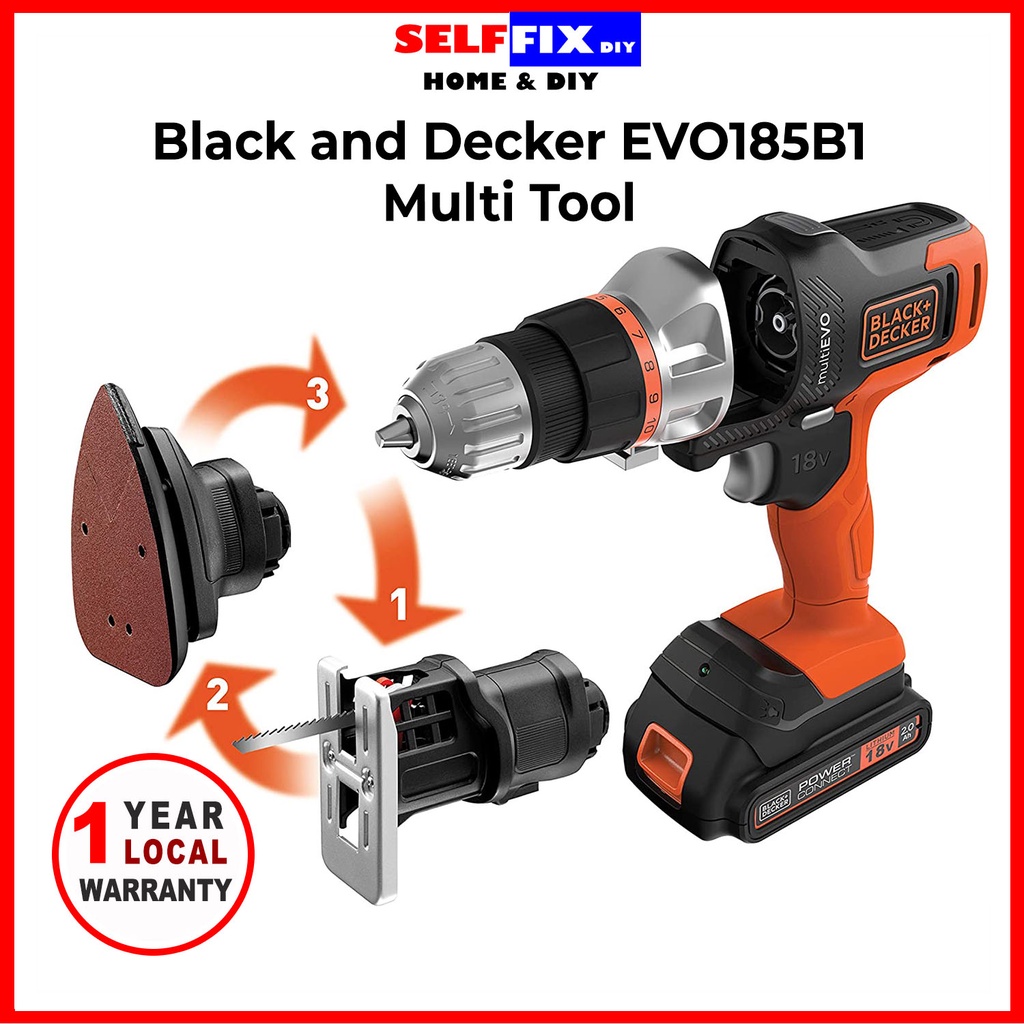 Black & Decker EVO185 Multi Tool with 3 Head Attachments Shopee Singapore