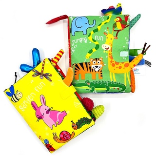 2 Pack Rabbit and Tiger Tail Baby Early Education Toy, Activity Crinkle Cloth Book for Toddler, Infants and Kids #0