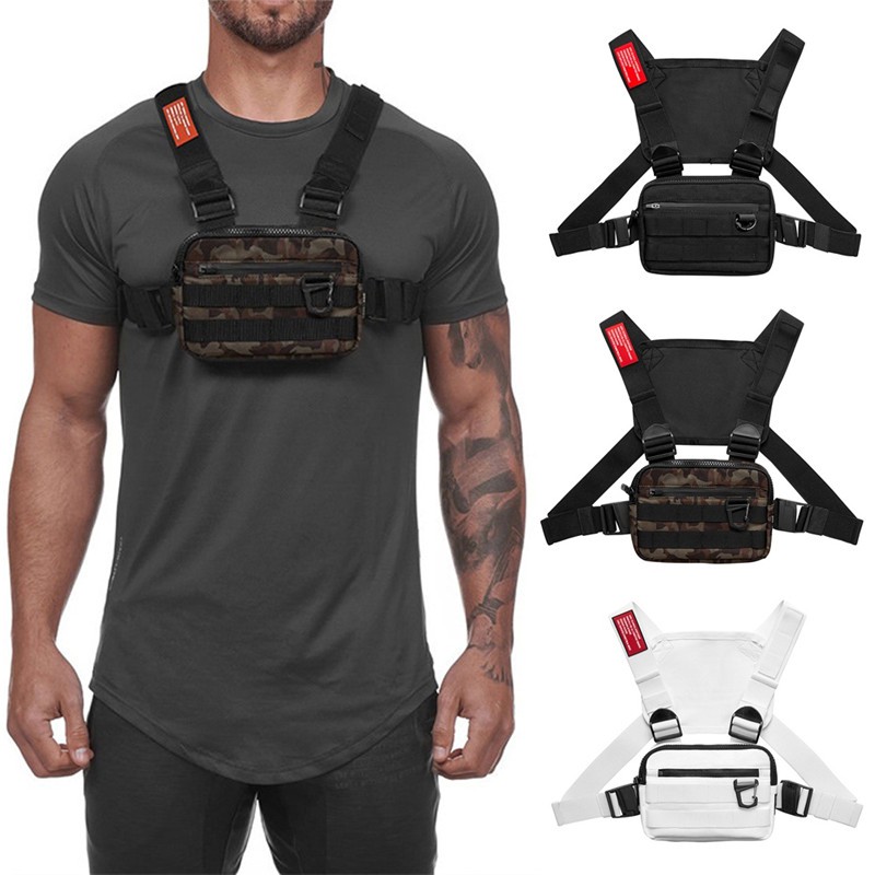1PCS Men Tactical Waist Bag Tactical Vest Chest Pack Hip Hop Function