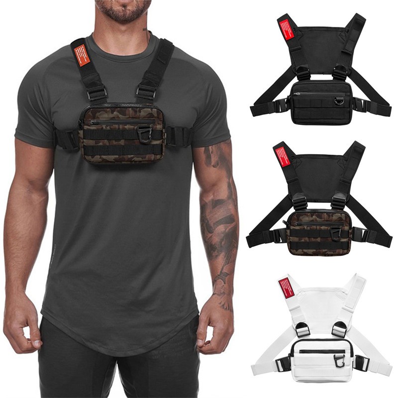 1PCS Men Tactical Waist Bag Tactical Vest Chest Pack Hip Hop Function ...