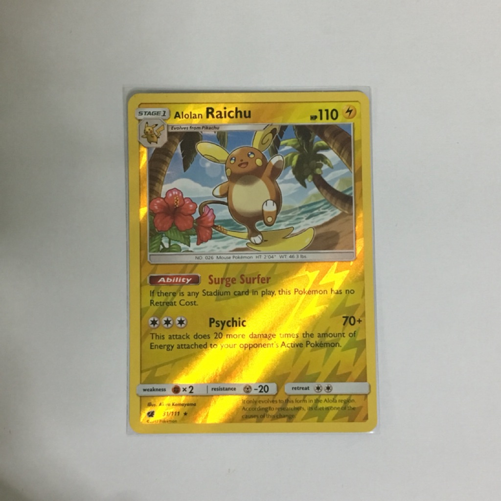 Pokemon Card Sm4 Alolan Raichu Reverse Rare Shopee Singapore