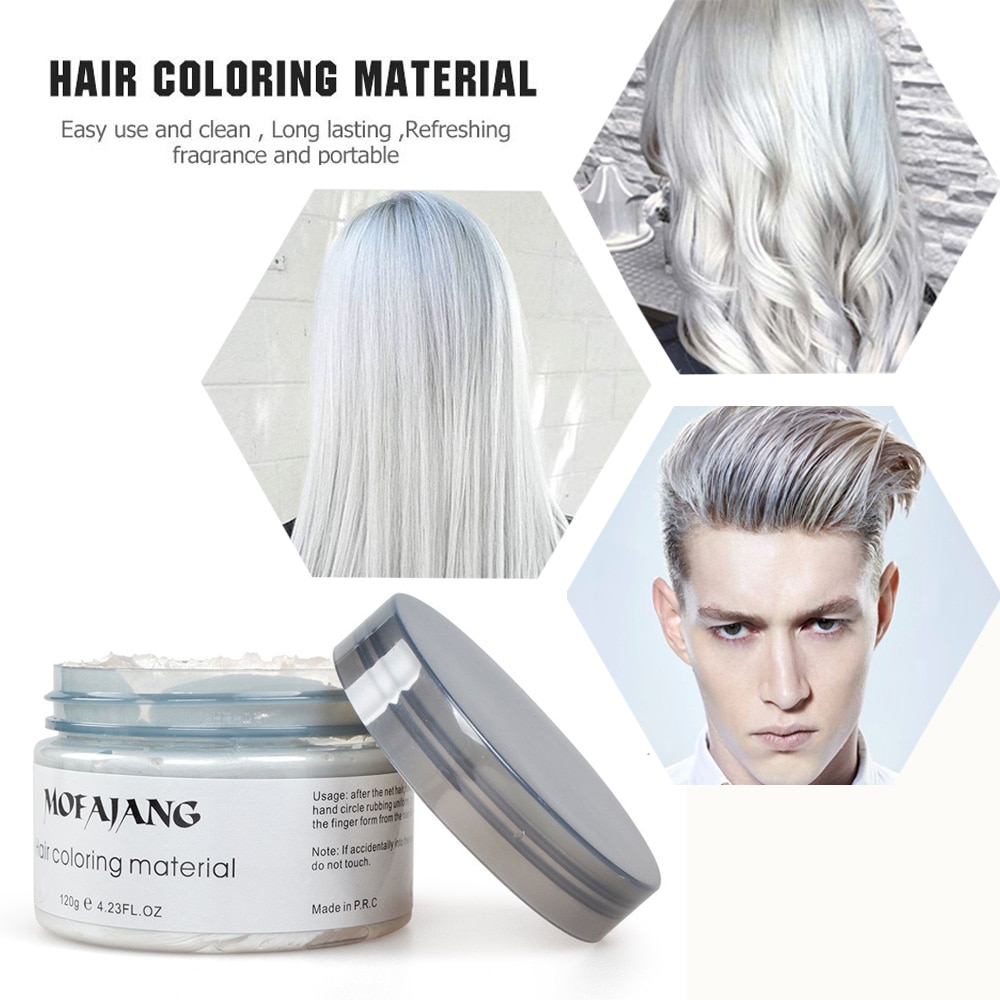 MOFAJANG White Color Hair Wax Long Lasting Stereotypes Do Not Fade Hair Mud  Hair Cream Instant Disposable Hair Dye 120g/ | Shopee Singapore