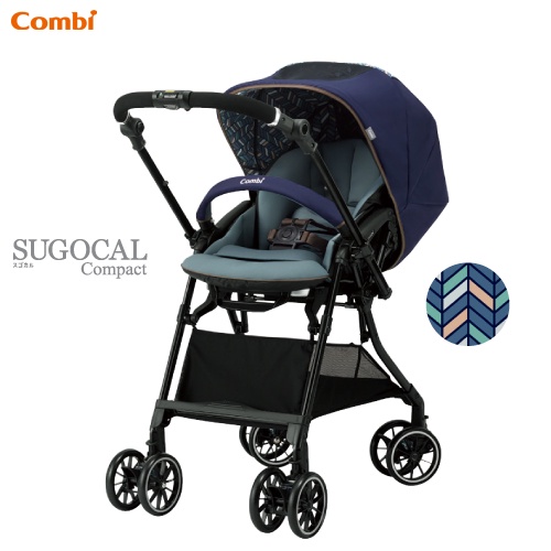 Combi Stroller / Pram Sugocal Compact-Herringbone Navy | Shopee Singapore