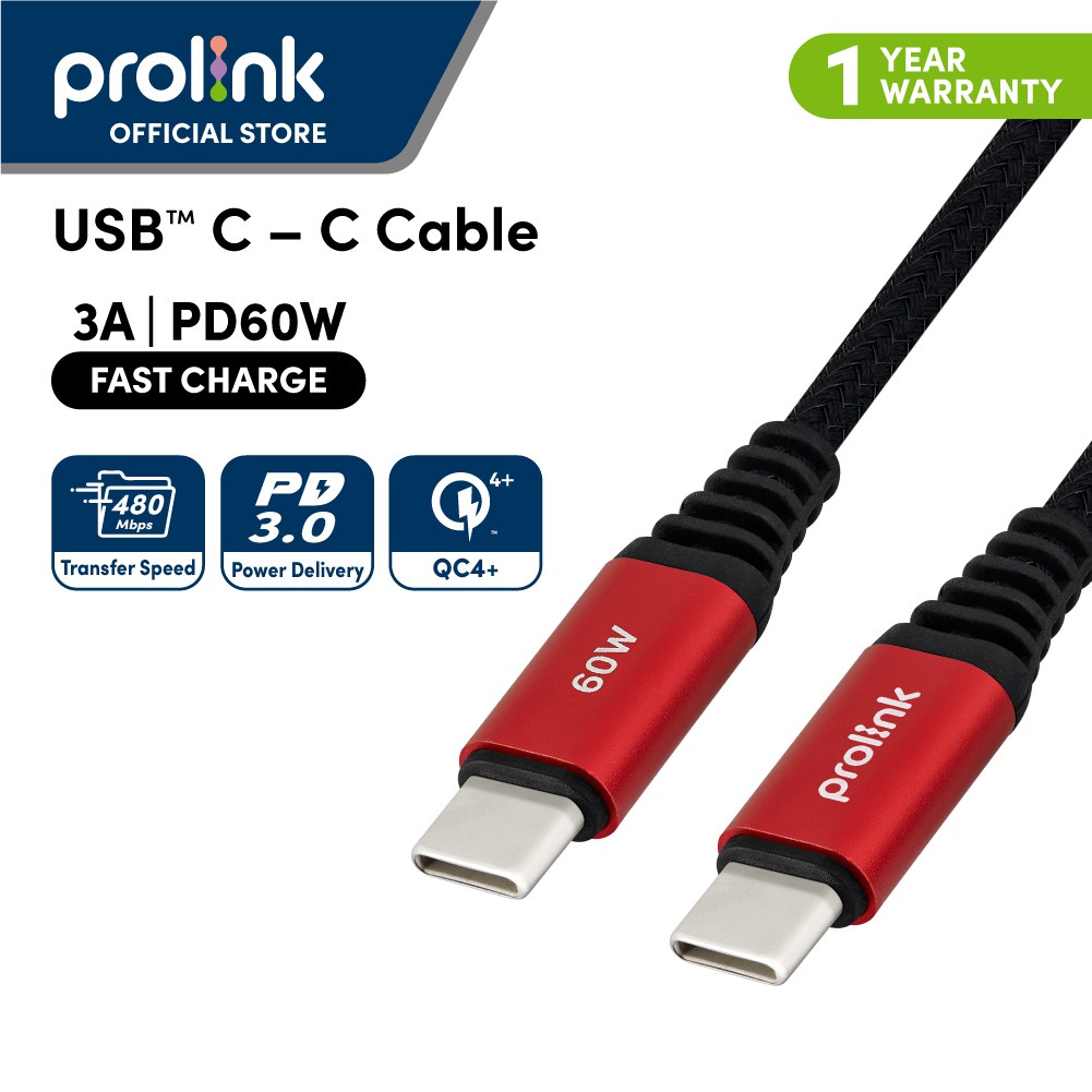 Prolink Fast Charge 60w Usb C C Pd Cable Nylon Braided For Laptop Phone Nintendo Switch 1m Cable Shopee Singapore