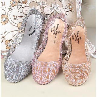 Image of Women's Crystal Breathable Flat Jelly Sandals Shoes