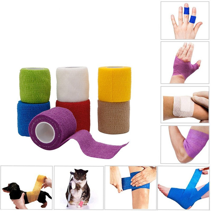 Sport Bandage 4 Types New Non-woven Fabric Self-Adhering Bandage Wraps Elastic Sport Joints Support Tape Light_Blue 