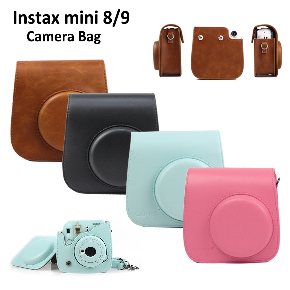 Free Sticker For Fujifilm Fuji Instax Mini 8 9 Film Camera Pu Leather Bag Shoulder Cover Case Shopee Singapore