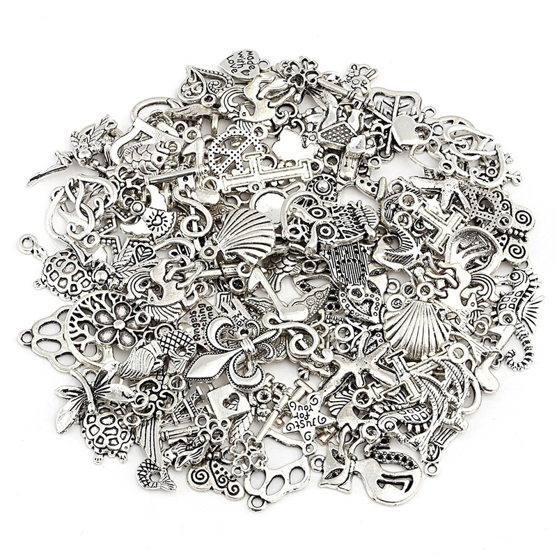 100pcs Tibetan Silver Five-Pointed Star Charm Pendant Beaded Jewelry Making