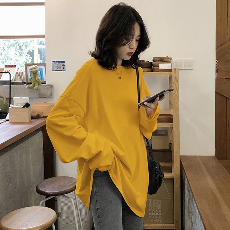 yellow long sleeve top womens