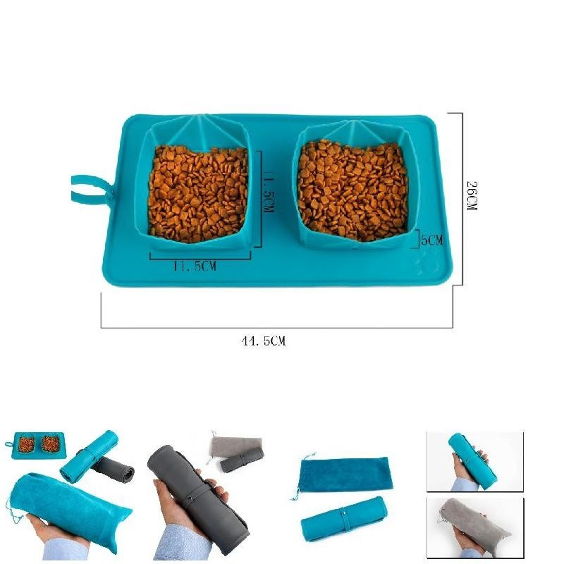 Collapsible Portable Dog Feeding Station Cat Double Bowls Shopee