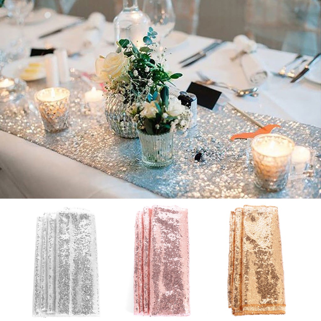 12 X 108 Inch Sequin Sparkly Glitter Table Runners for Birthday Reception Party