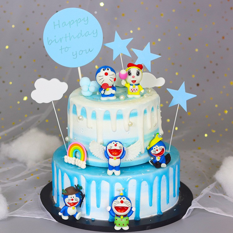 Shop Malaysia 6pcs Cartoon Cake Topper Figure Birthday Doraemon Figurine Display Cake Decoration Shopee Singapore