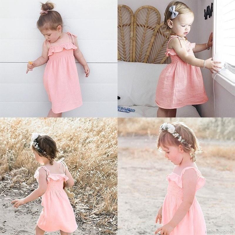 Summer Baby Kids Girls Dress New Casual Solid Color Comfortable
