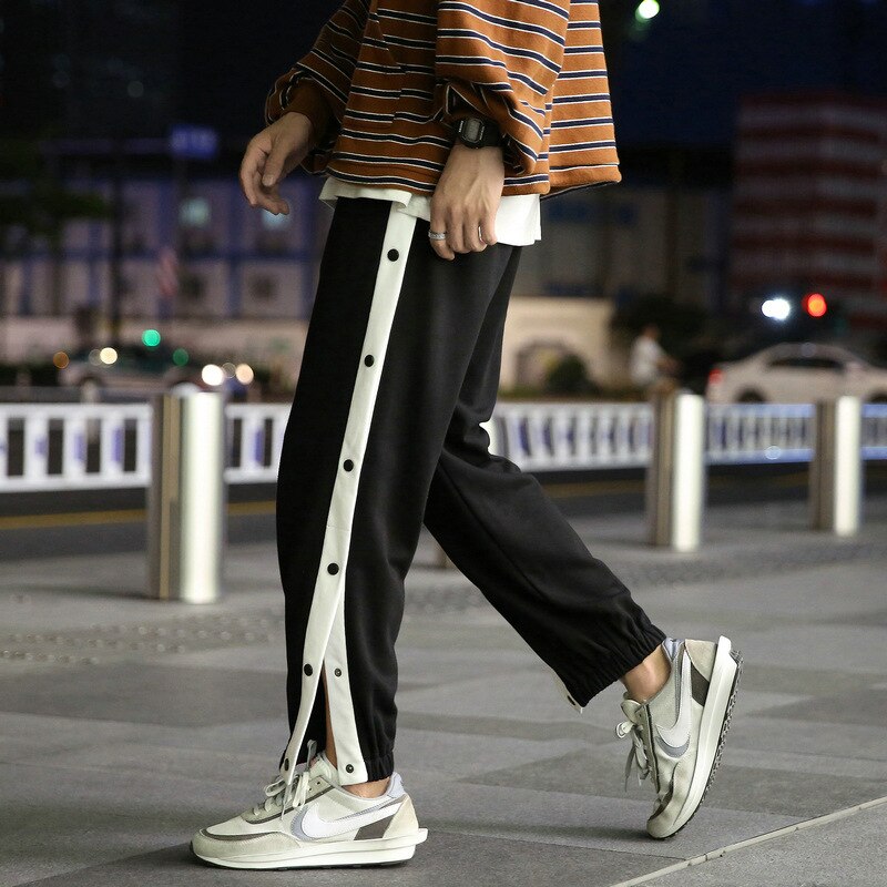Image of *ANOTHER ONE* FOG Style New Casual Trousers Men South Korean Version Loose Nine Split Trousers Wide Leg Trousers Ankle Banded Pants #0