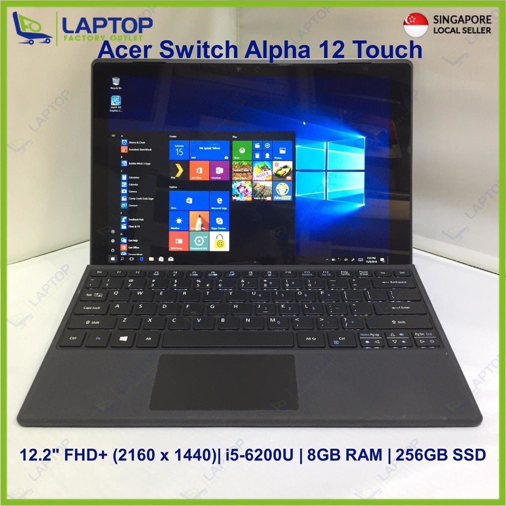 Acer Switch Alpha 12 Touch I5 6 8gb 256gb Premium Preowned Refurbished Shopee Singapore