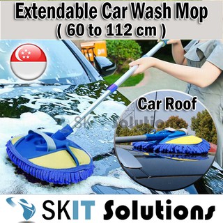 2-in-1 Car Wash Clean Mop with Rotatable Extendable Handle Chenille Cleaning Tool Care Kit Micro Fiber Exterior Interior