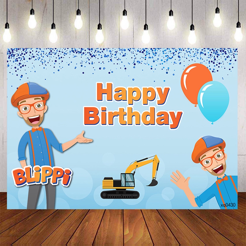 Cartoon Photographic Background Blue Blippi Children S Birthday Party Photo Backdrop Photography Studio Banner Shopee Singapore