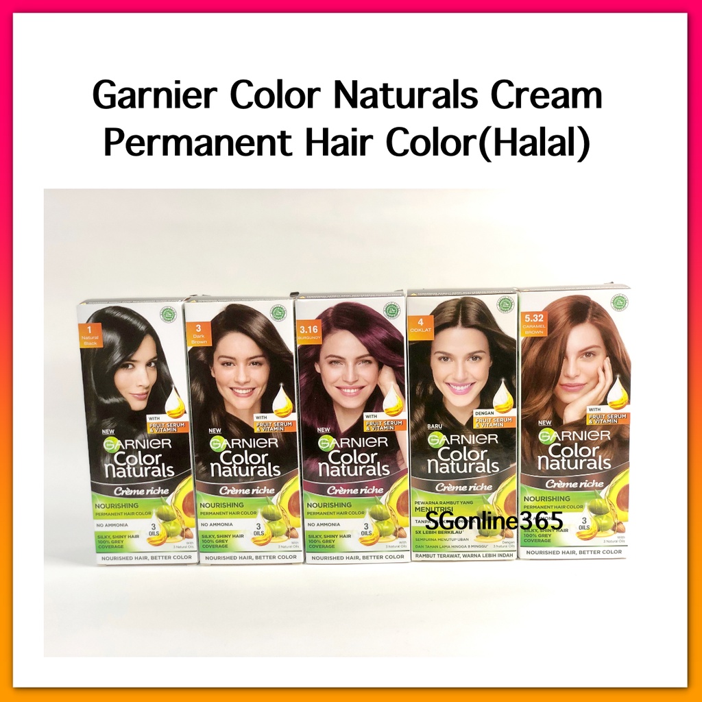 Garnier Color Naturals Cream Permanent Hair Color(Halal) Shopee Singapore