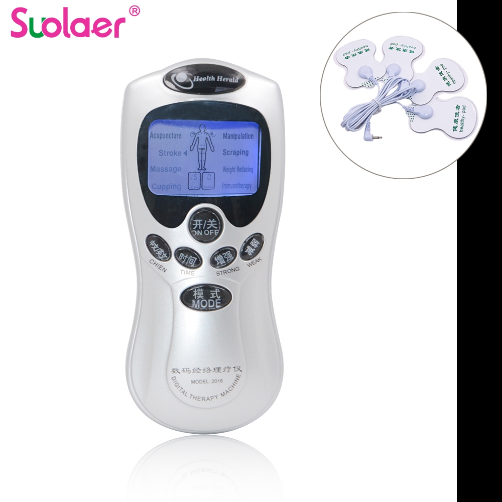 Electric Massager Digital Therapy Machine LCD Screen Full Body 4 Pads Slim Massager Acupuncture