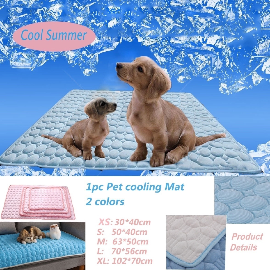 Summer Cooling Mats Blanket Pet Dog Ice Pad Silk Bed Sofa Sleeping