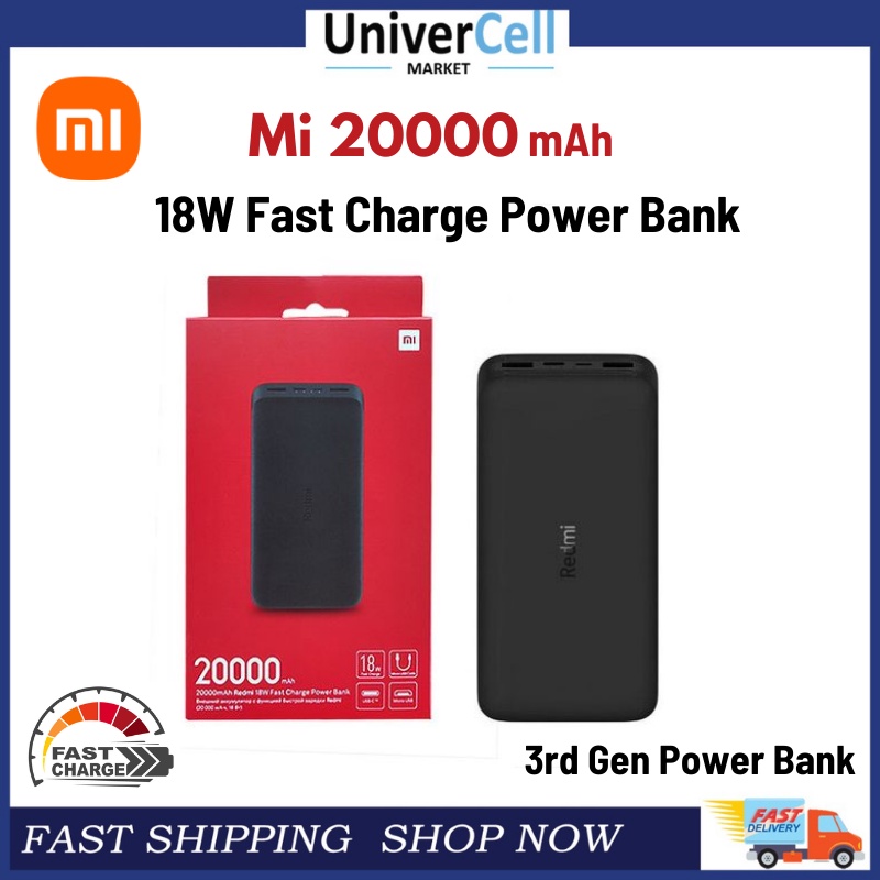 Xiaomi Mi 20000mAh 3rd Gen Power Bank 18W Fast Charge Shopee Singapore