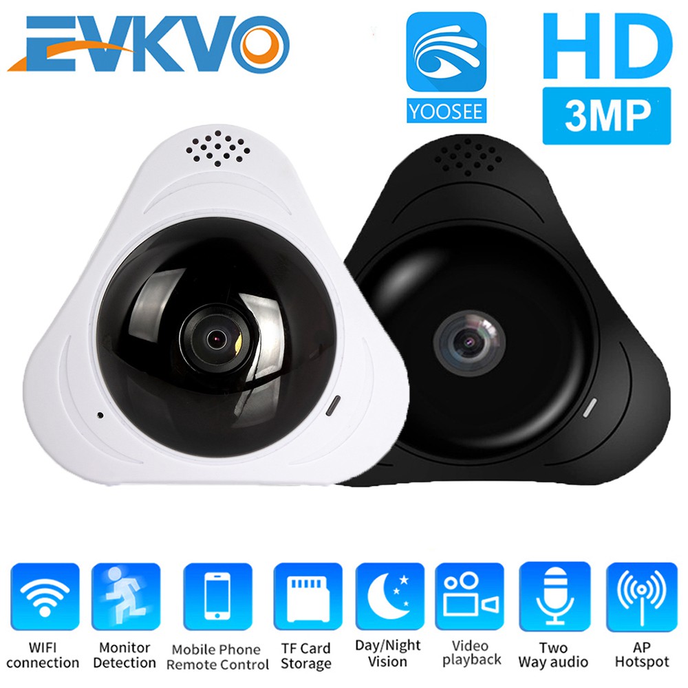 Evkvo 360 Degree Panoramic Yoosee App Hd 3mp Mini Wireless Wifi Dome Ip Camera Cctv Infrared Night Vision Vr Fisheye Lens Home Security Surveillance Camera Cctv Motion Detection Alarm Two evkvo 360 degree panoramic yoosee app hd 3mp mini wireless wifi dome ip camera cctv infrared night vision vr fisheye lens home security