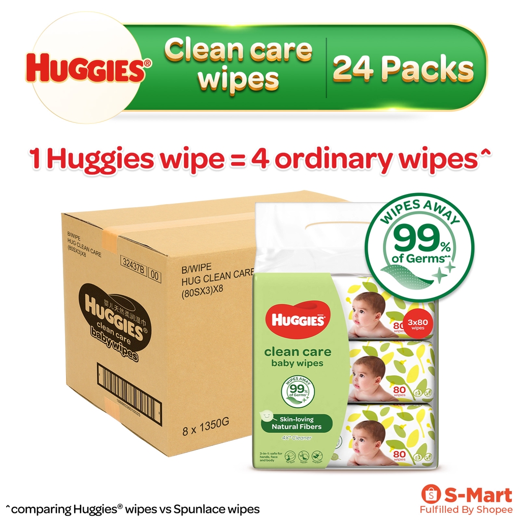 Huggies Clean Care Baby Wipes (80sx3)x8 (CARTON) Shopee Singapore