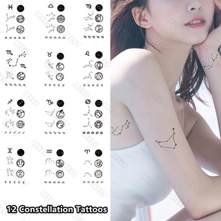 Image of thu nhỏ 【MEET Magic Tattoo】12 Constellation Tattoo Stickers Couple Black and White Tattoo Scorpio Aries Gemini Leo Taurus Temporary Tattoos #0