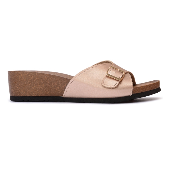 rose gold cork sandals