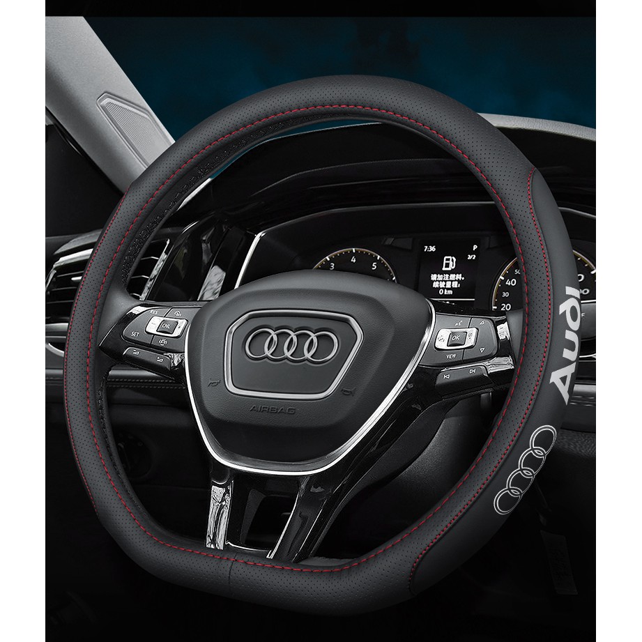 audi A1 A3 A4 A5 A6 A7 A8 Q2 Q3 Q5 Q7 Q8 TT RS3 RS4 RS5 RS Car accessories,  car steering wheel cover, non-slip handle protection cover, leather  material, breathable and