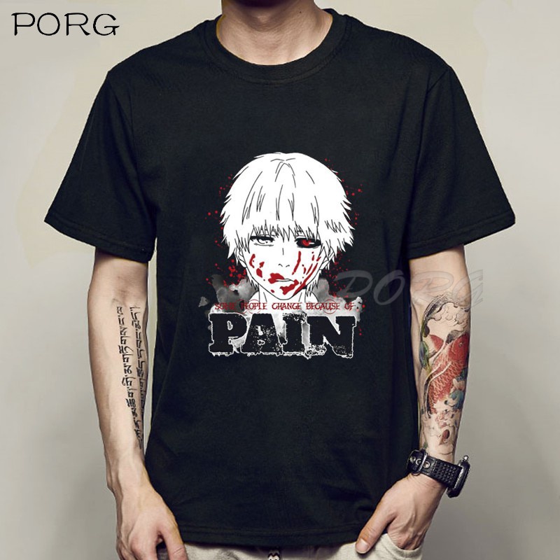 Tokyo Ghoul Harajuku Anime T Shirt Men Ken Kaneki Some People Change Because Of Pain Casual T Shirt Cotton Mang Shopee Singapore