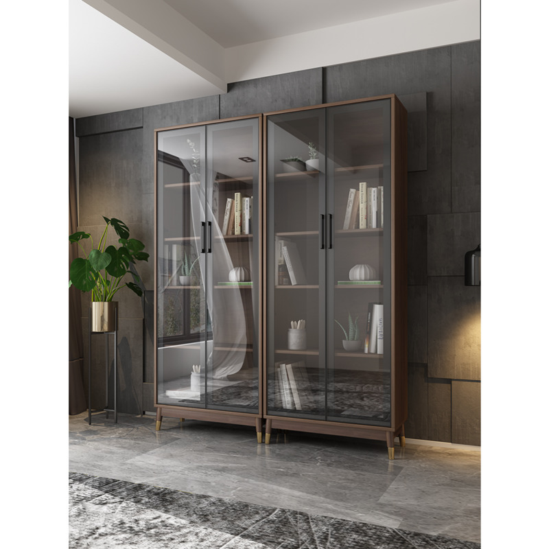 Nordic Simple Bookcase With Door Bookcase Shelf Shelf Modern Light Luxury All Wall Floor Glass Door Office Display Cabinet Shopee Singapore