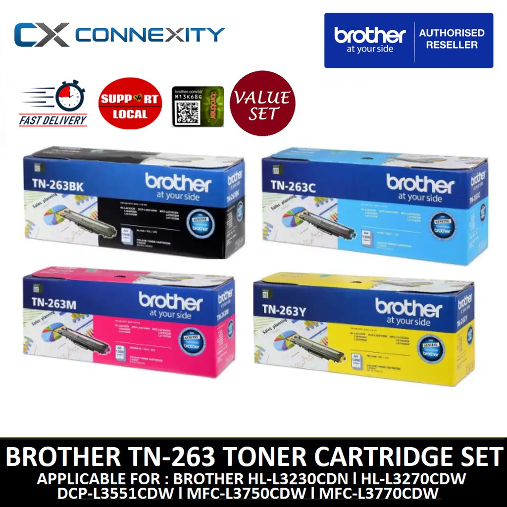 Brother TN-263 Toner Cartridge Combo Set l TN-263 BK | TN-263C/M/Y |For ...